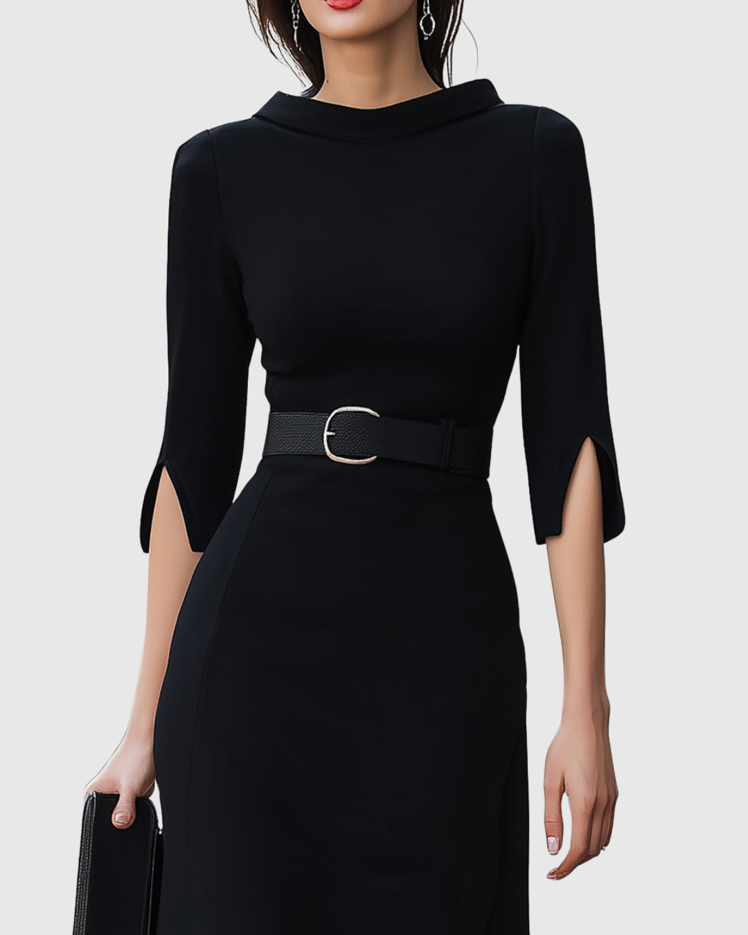 Adella | Women's Belted Elegant Midi Dress