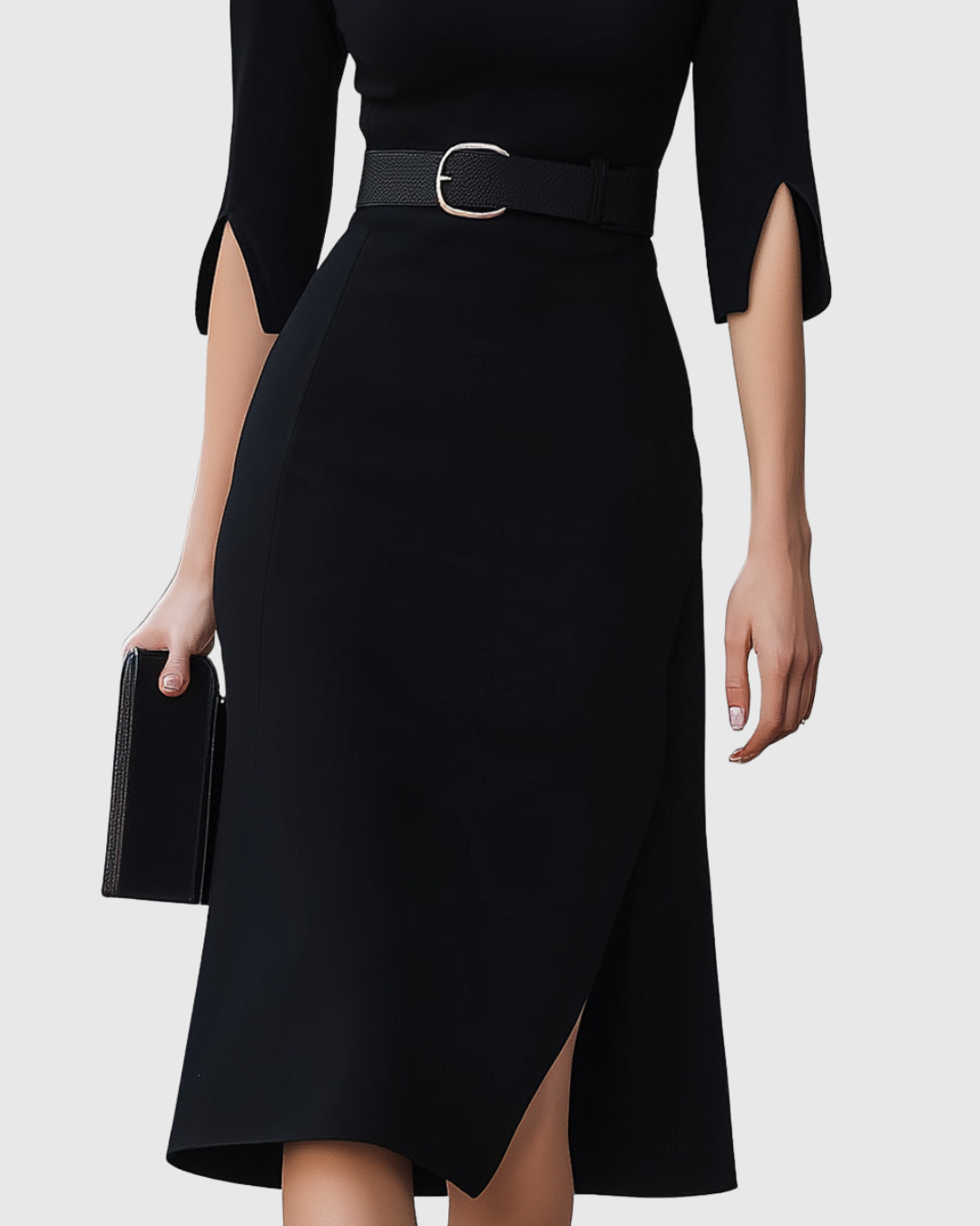 Adella | Women's Belted Elegant Midi Dress