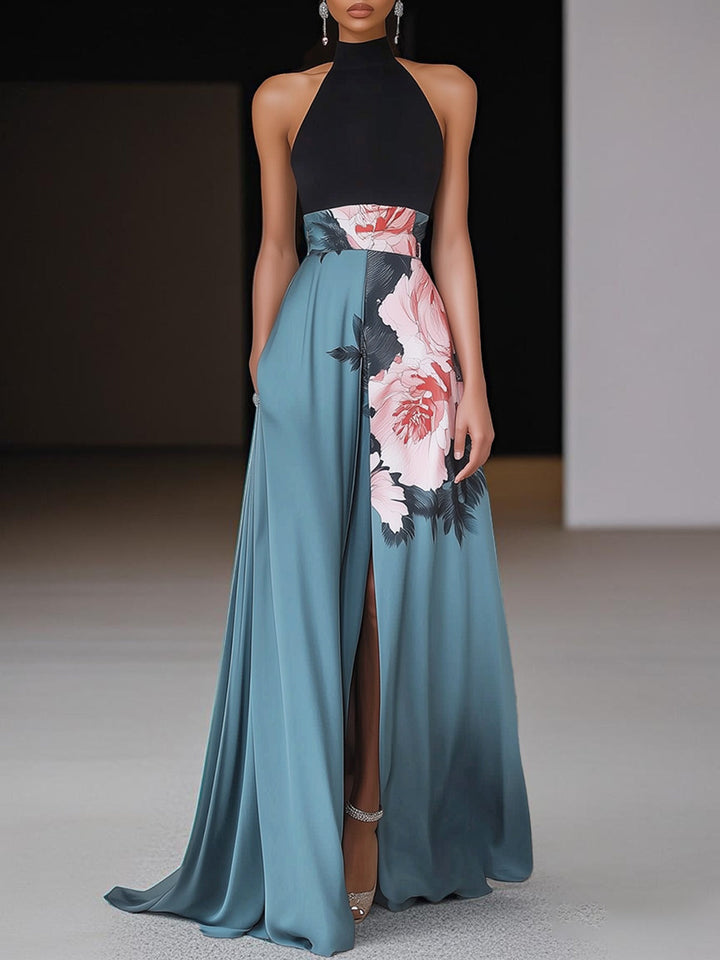 Daniela | Women's Floral Halter Neck Maxi Wedding Guest Dress