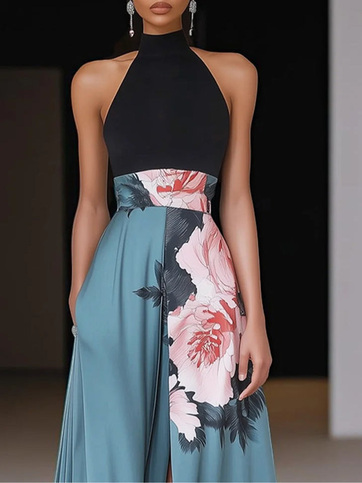 Daniela | Women's Floral Halter Neck Maxi Wedding Guest Dress 1