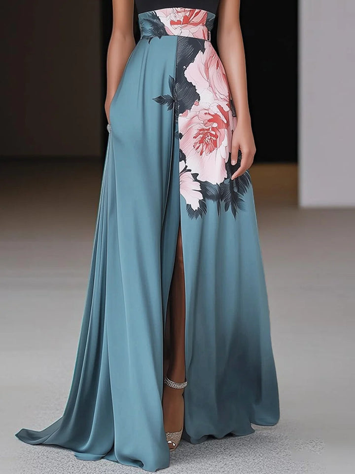 Daniela | Women's Floral Halter Neck Maxi Wedding Guest Dress 2