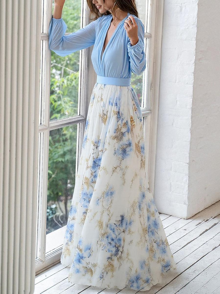 Diana | Women's Floral V-Neck Long Sleeve Maxi Dress 1