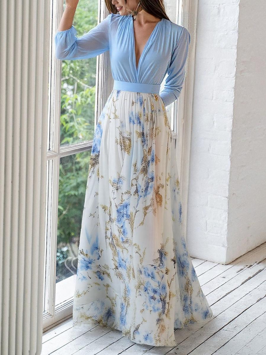 Diana | Women's Floral V-Neck Long Sleeve Maxi Dress 2