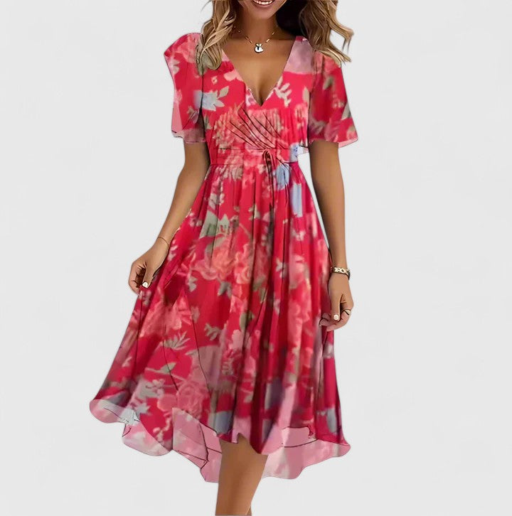 Eden | Women's V-Neck Floral Midi Dress 