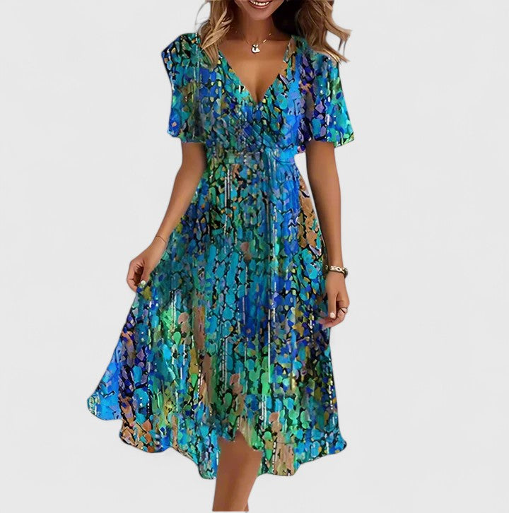 Eden | Women's V-Neck Floral Midi Dress 