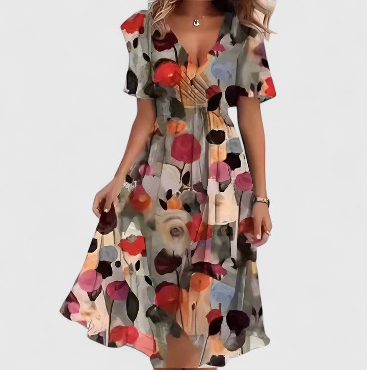 Eden | Women's V-Neck Floral Midi Dress 