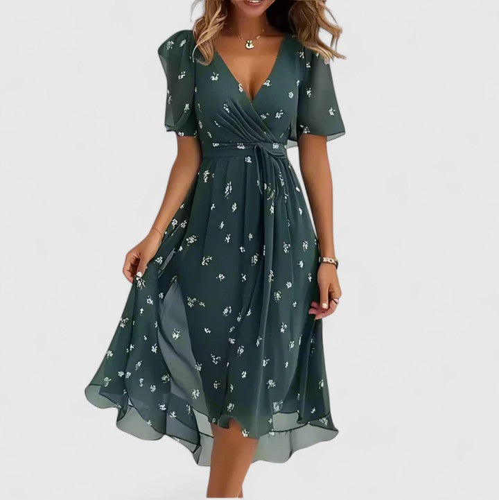 Eden | Women's V-Neck Floral Midi Dress 