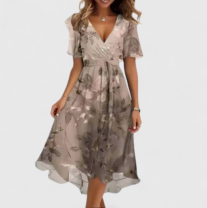 Eden | Women's V-Neck Floral Midi Dress 