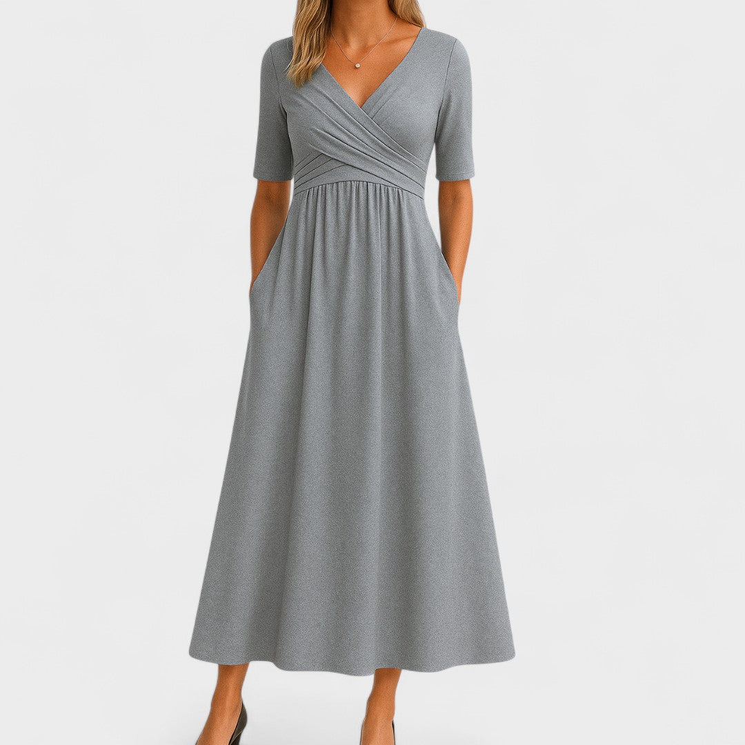 Grevan | Women's Elegant Midi Dress Short Sleeve 