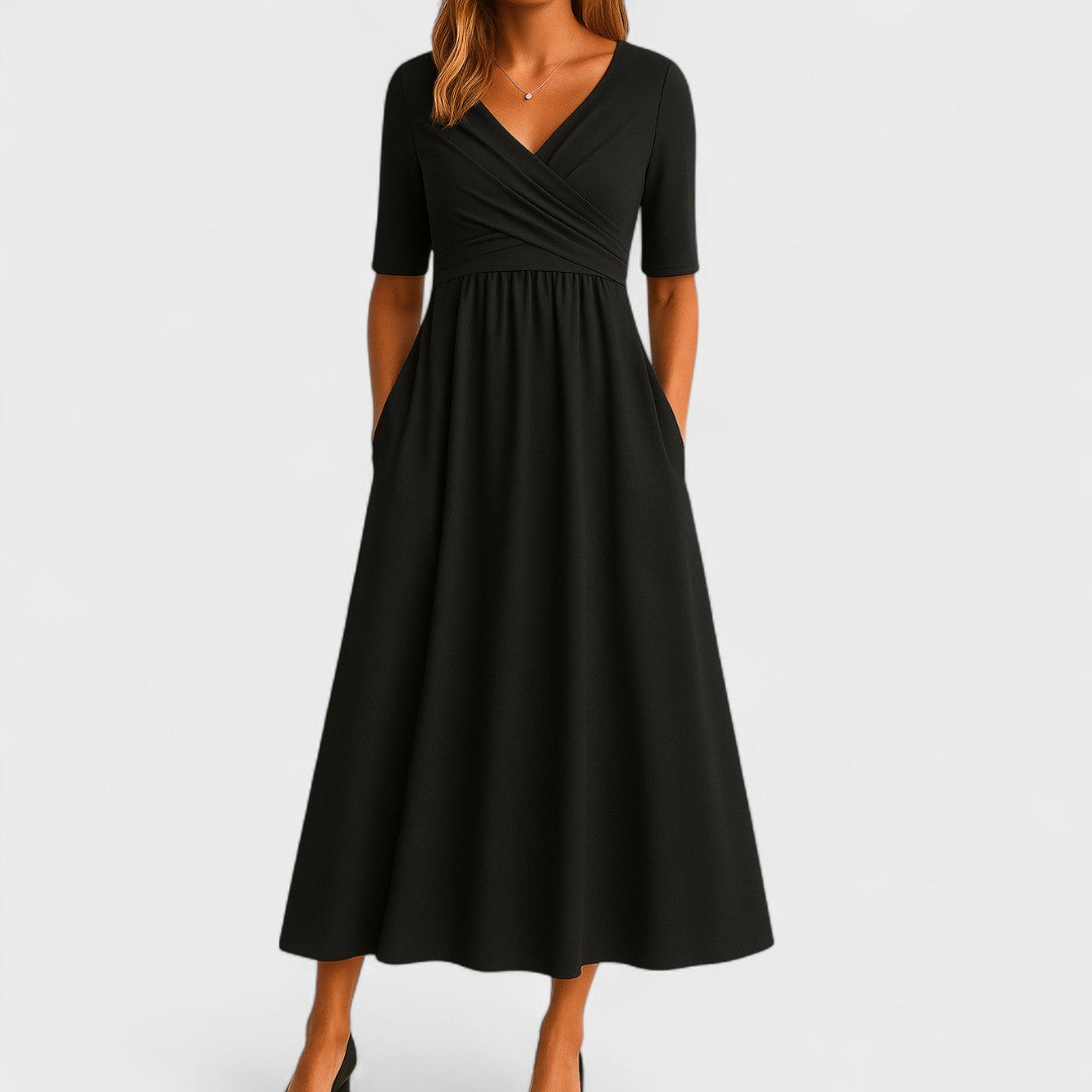 Grevan | Women's Elegant Midi Dress Short Sleeve 