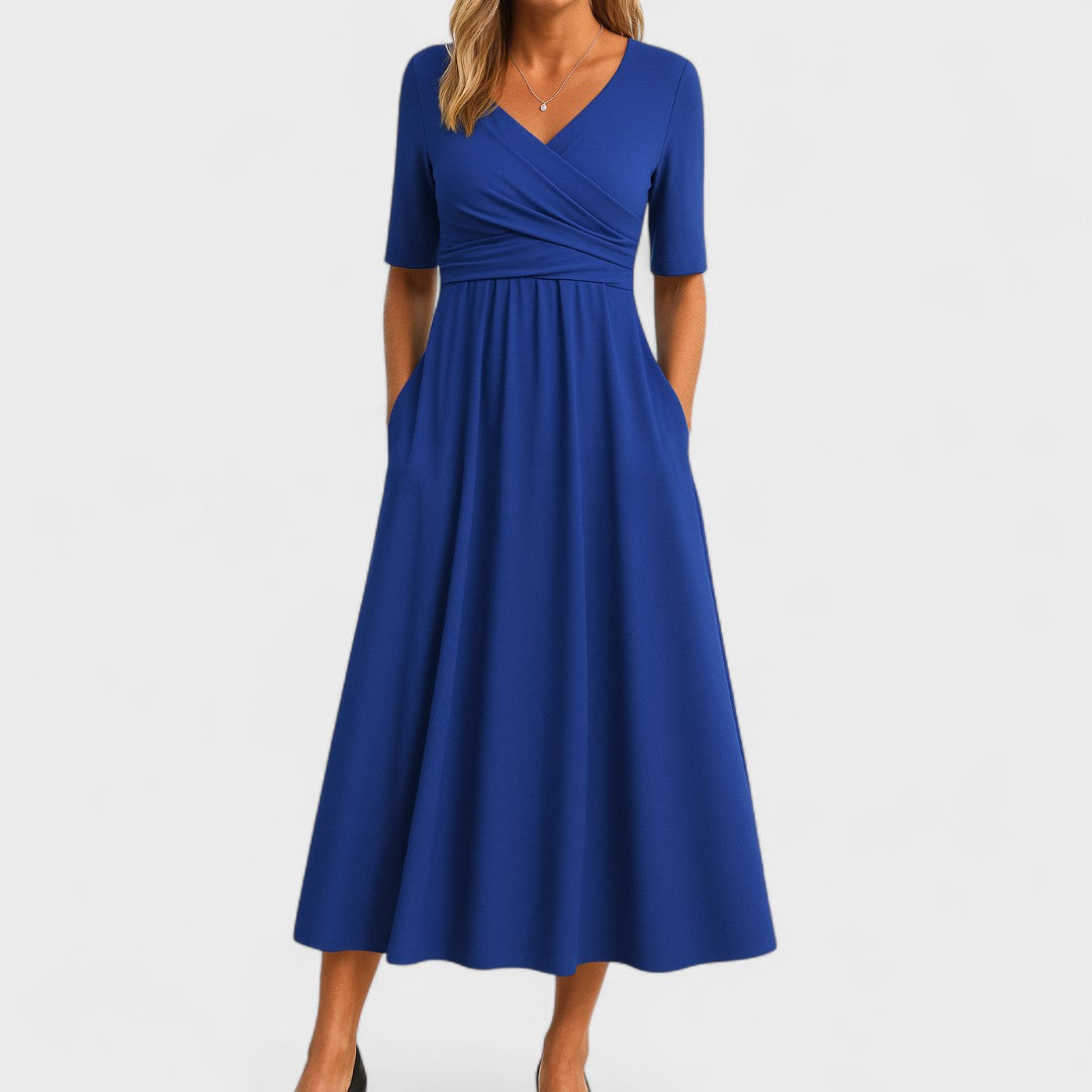 Grevan | Women's Elegant Midi Dress Short Sleeve 