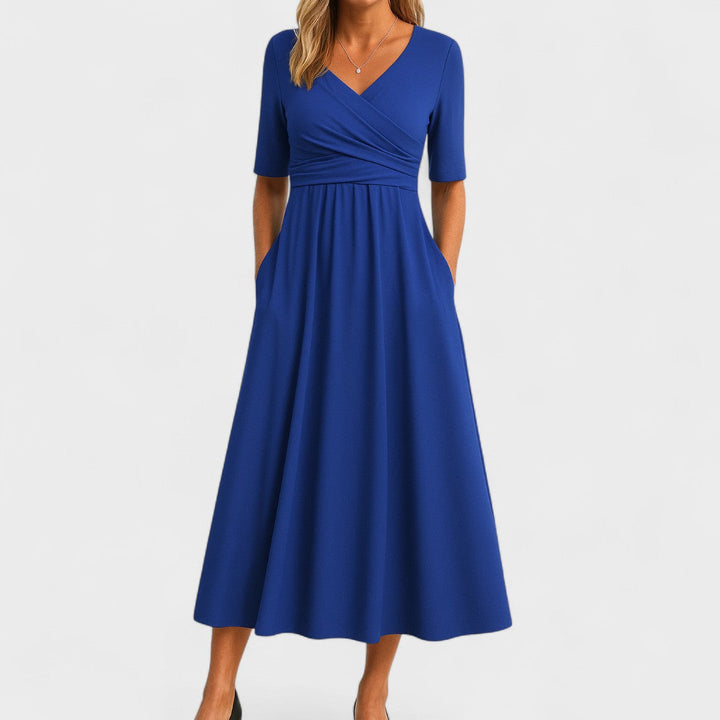 Grevan | Women's Elegant Midi Dress Short Sleeve 