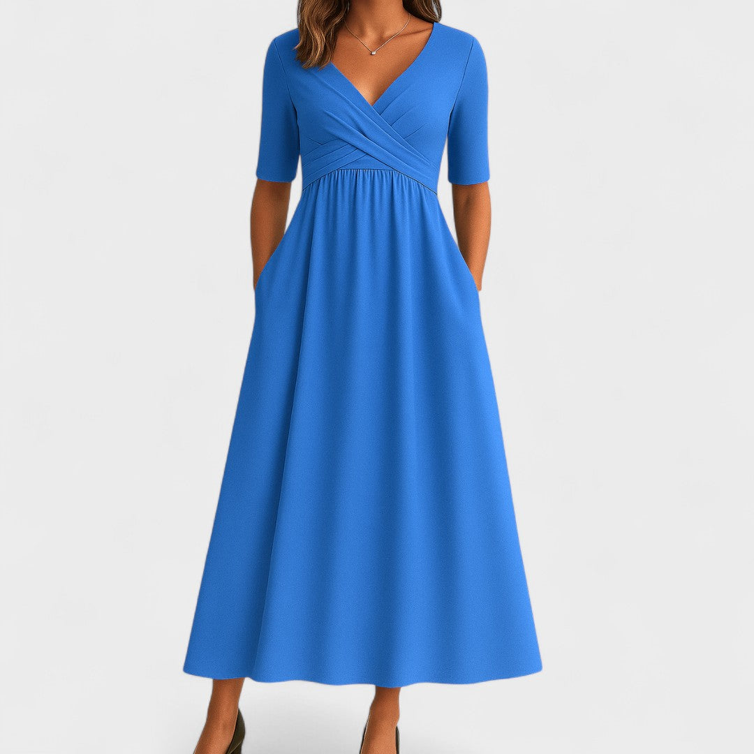 Grevan | Women's Elegant Midi Dress Short Sleeve 