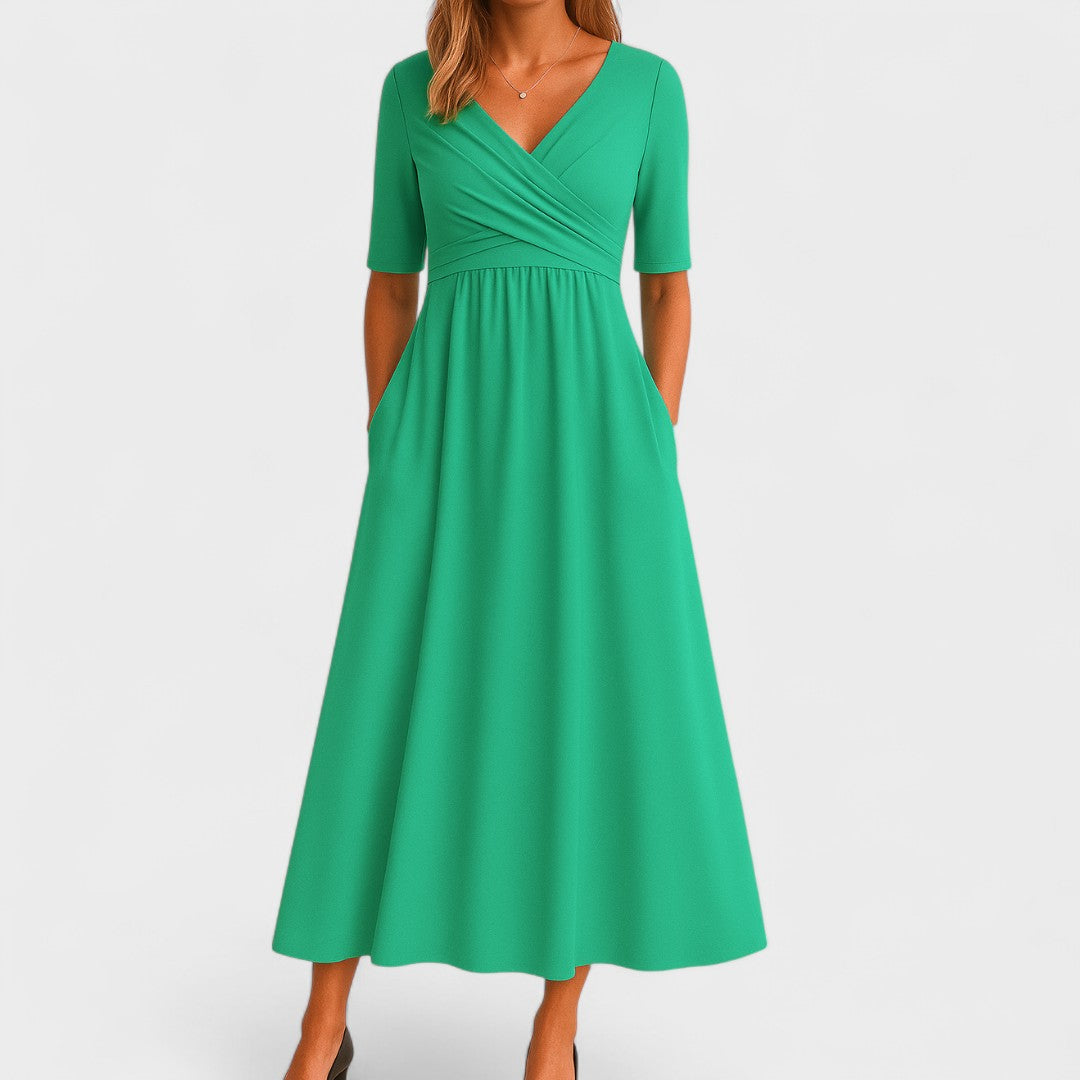 Grevan | Women's Elegant Midi Dress Short Sleeve 