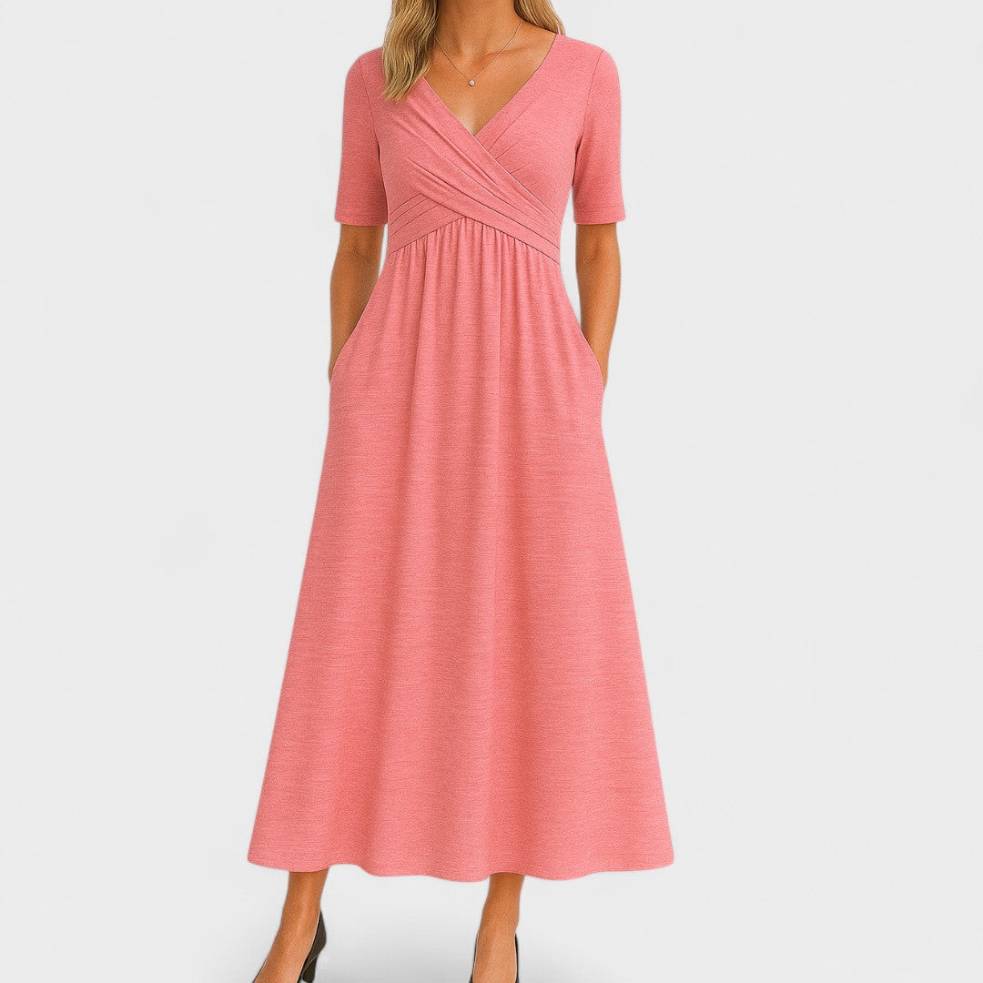 Grevan | Women's Elegant Midi Dress Short Sleeve 