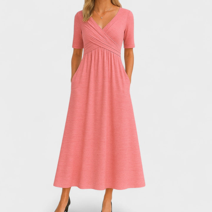 Grevan | Women's Elegant Midi Dress Short Sleeve 