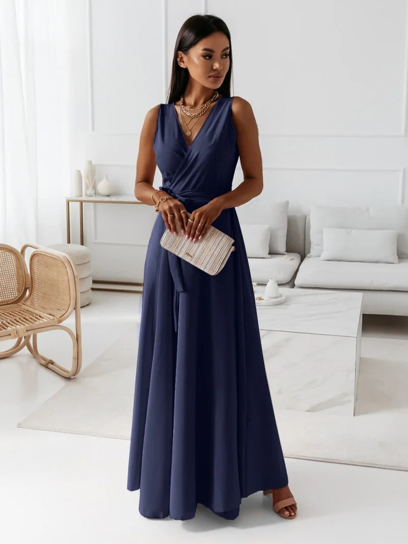 Maellis | Women's Wrap Maxi Dress V-Neck Wedding Formal