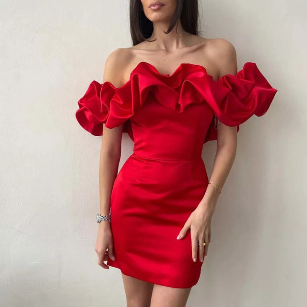 Maribel | Women's Mini Dress Off Shoulder Ruffle Bodycon