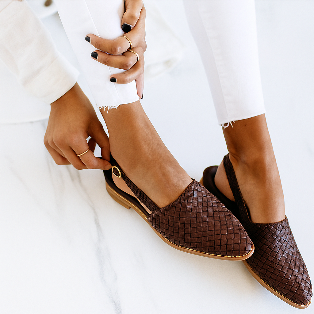 Mavora | Women's Orthopedic Loafers Woven Pointed Toe Mules