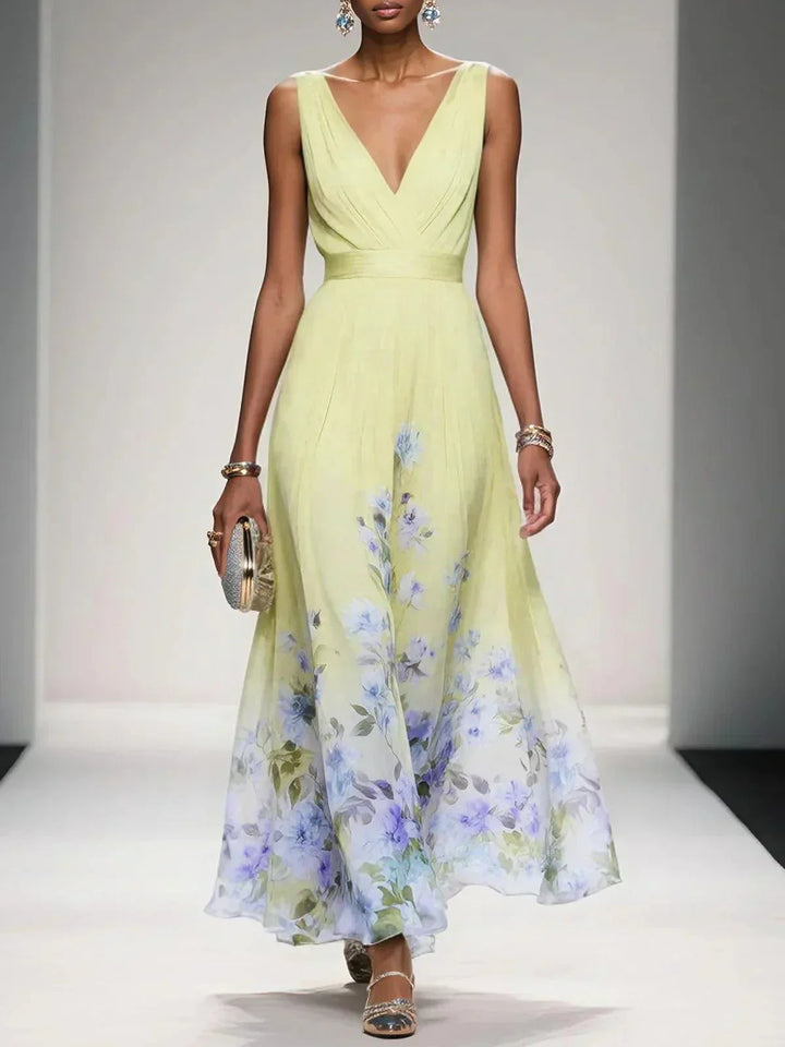 Mireska | Women's V-Neck Maxi Dress Floral Print  