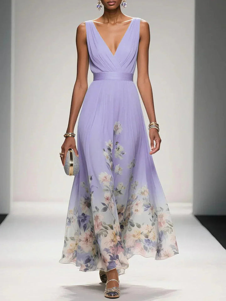 Mireska | Women's V-Neck Maxi Dress Floral Print  6