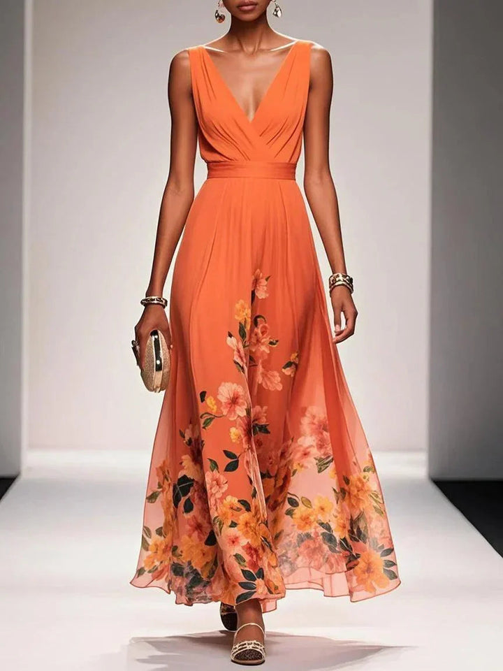 Mireska | Women's V-Neck Maxi Dress Floral Print  7
