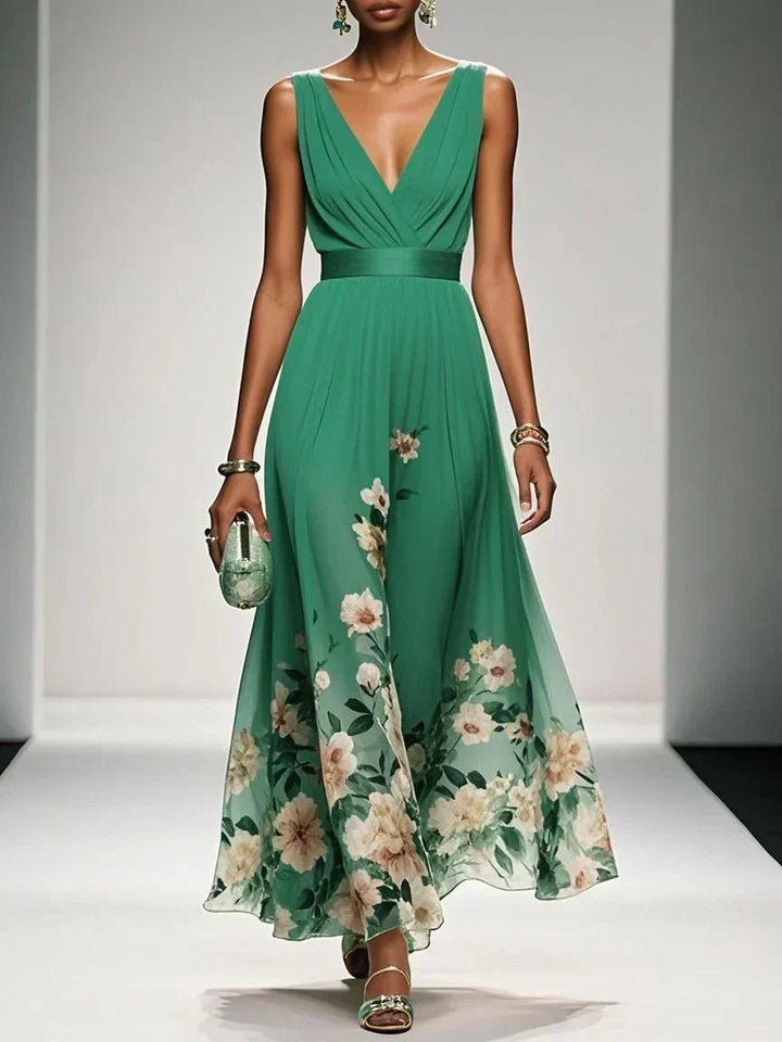 Mireska | Women's V-Neck Maxi Dress Floral Print  8
