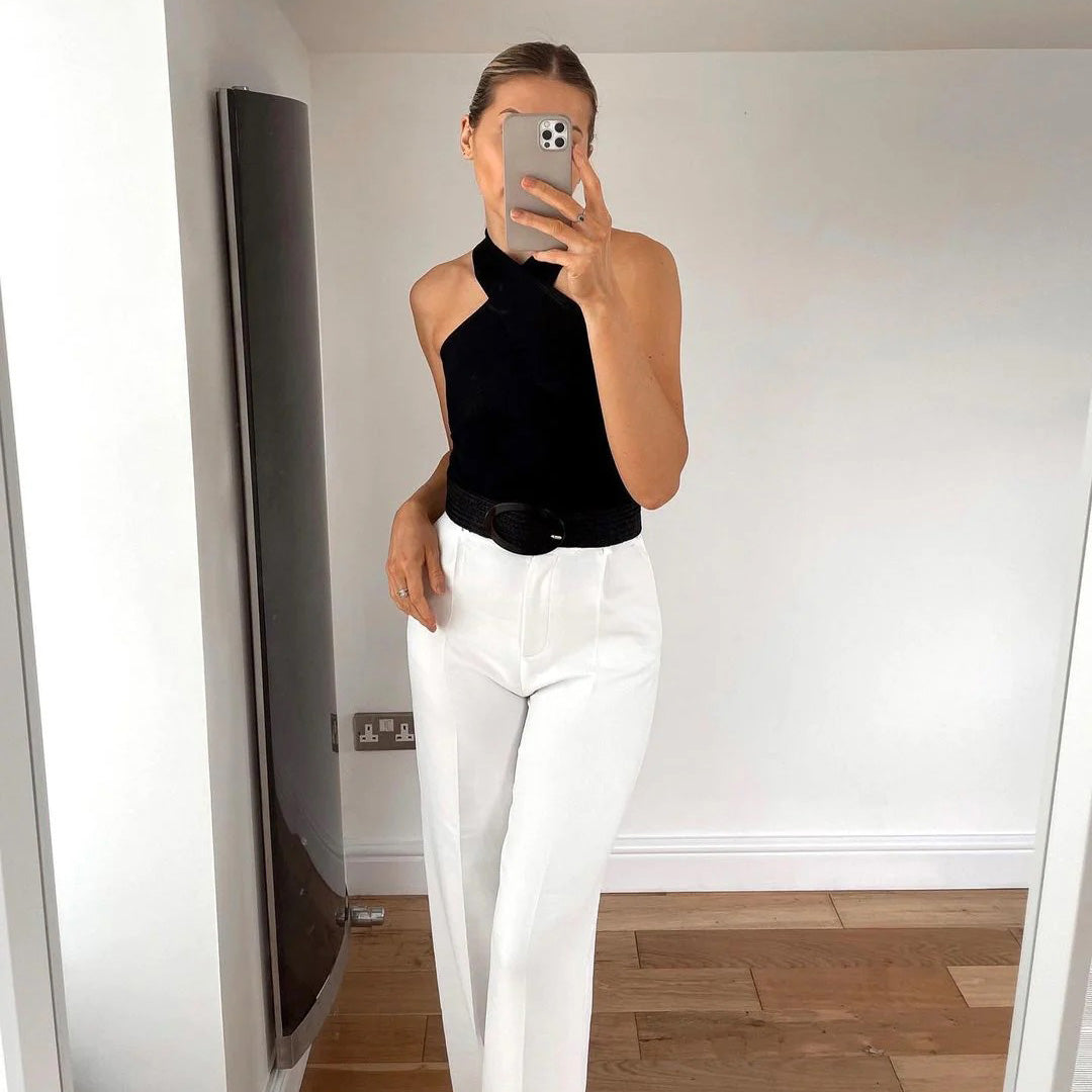 Nivara | Halter Neck Black Tank Top 0