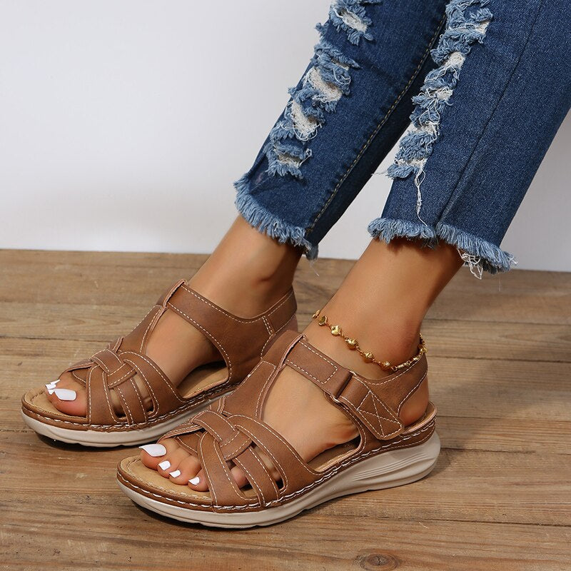 Sandra | Women's Open Toe Sandals Woven Strap Hook Loop 1