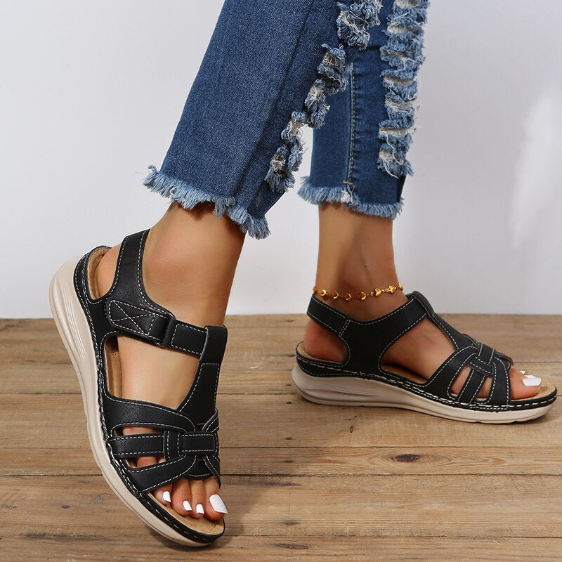 Sandra | Women's Open Toe Sandals Woven Strap Hook Loop 4