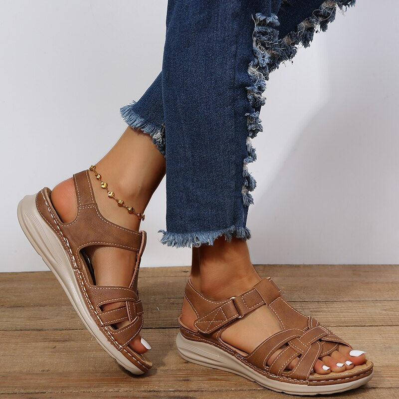 Sandra | Women's Open Toe Sandals Woven Strap Hook Loop 5