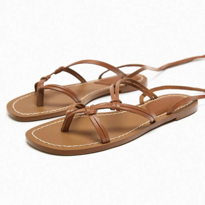 Sasha | Women's Flat Sandals Strappy Lace-Up Ankle Wrap 4