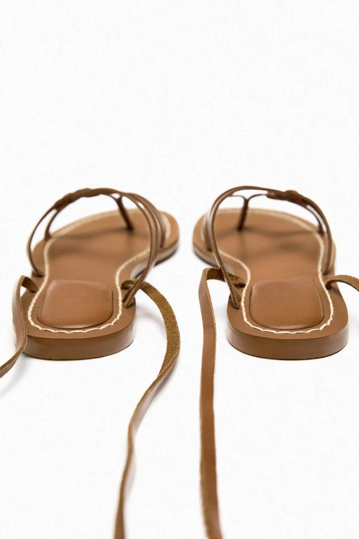 Sasha | Women's Flat Sandals Strappy Lace-Up Ankle Wrap 6