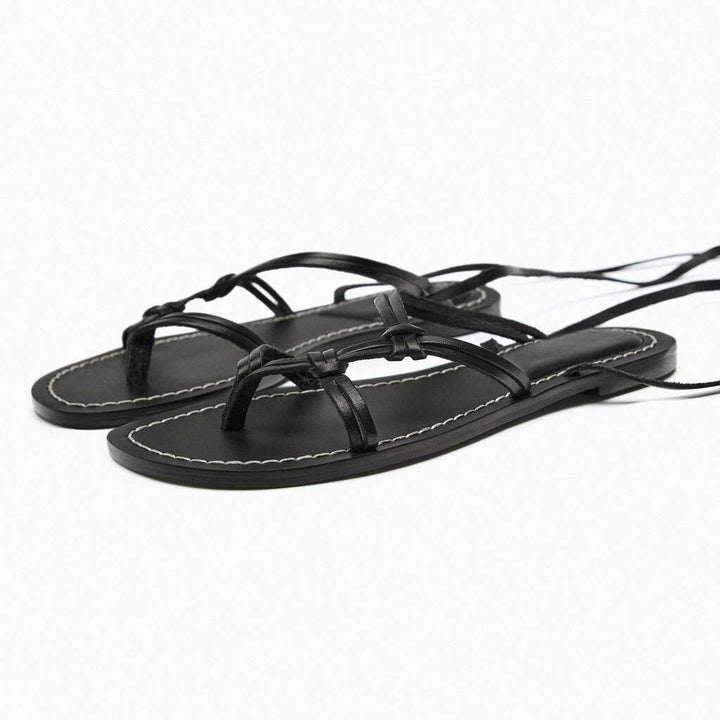 Sasha | Women's Flat Sandals Strappy Lace-Up Ankle Wrap 7