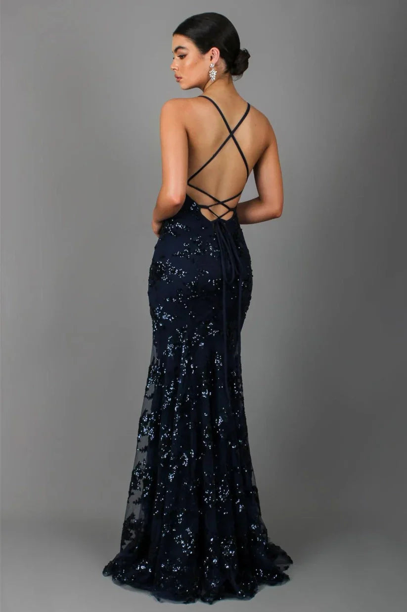 Satin | Sequin Floor-Length Maxi Dress 1