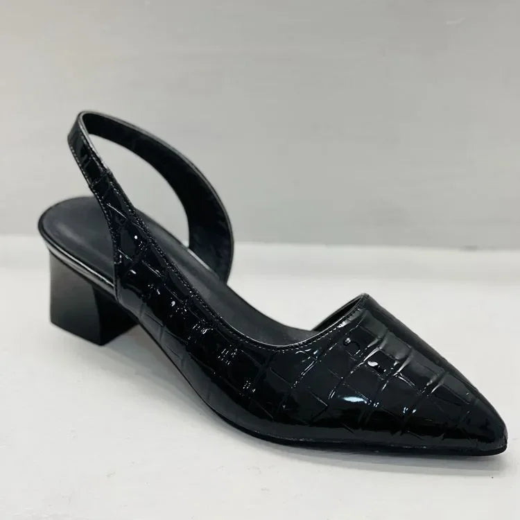 Sonia | Women's Croc Embossed Block Heel Slingback Pumps 4