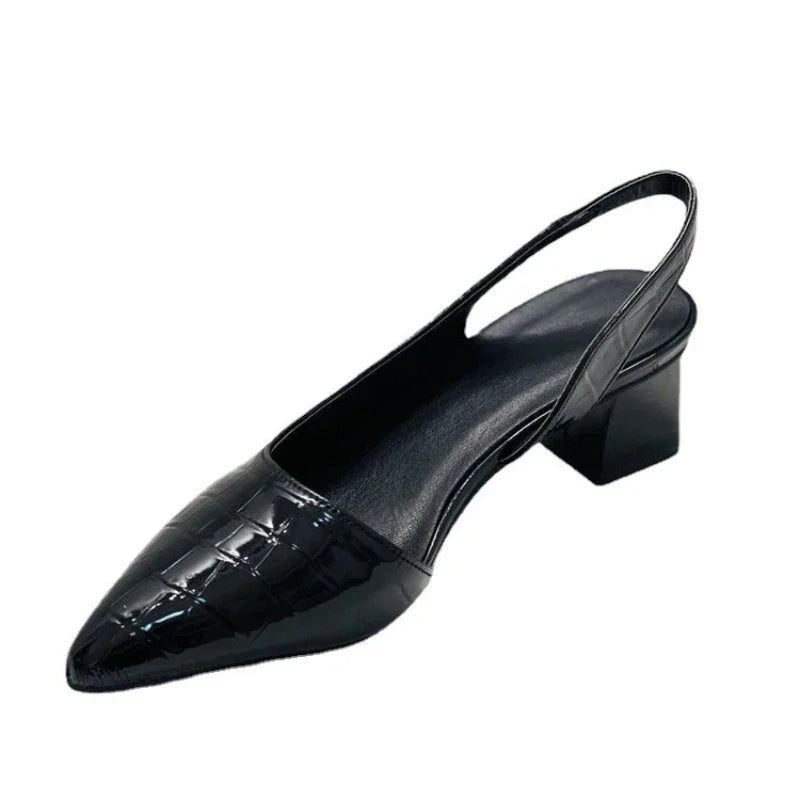 Sonia | Women's Croc Embossed Block Heel Slingback Pumps 5