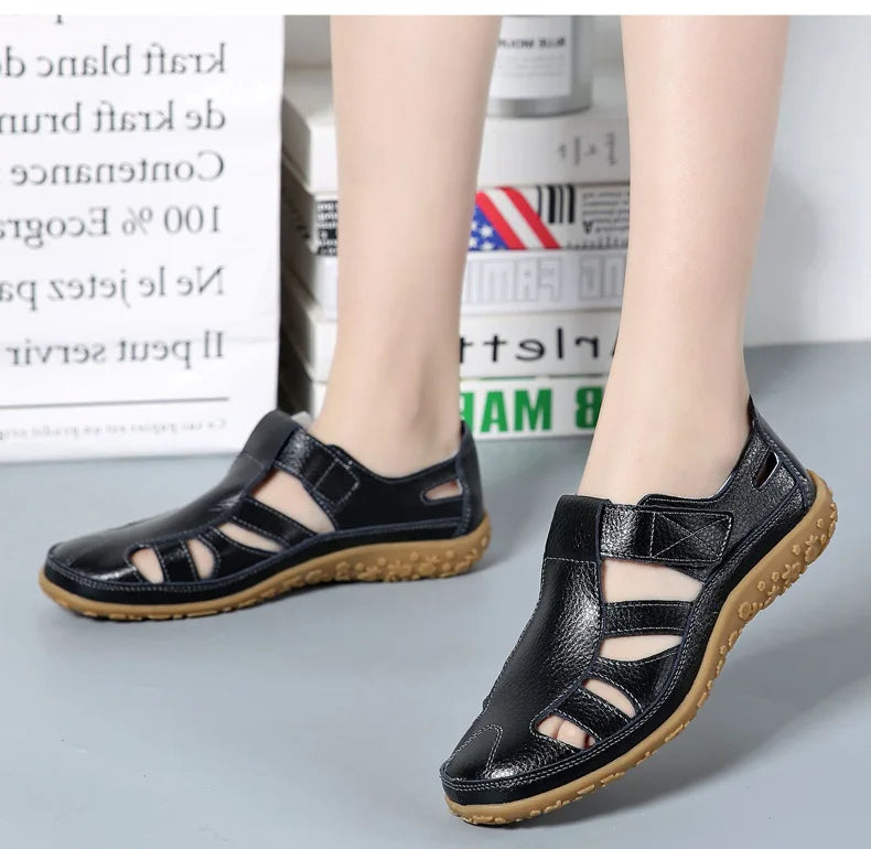 Sylvia | Women's Closed Toe Sandals Hook Loop Strap Cutout 1