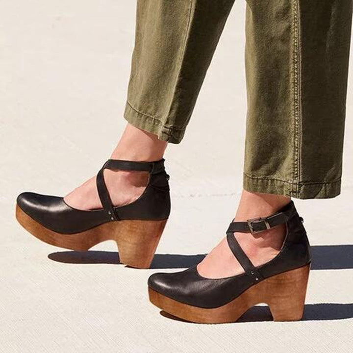 Tera | Orthopedic Wedge Heels with Closed Toe & Ankle Strap