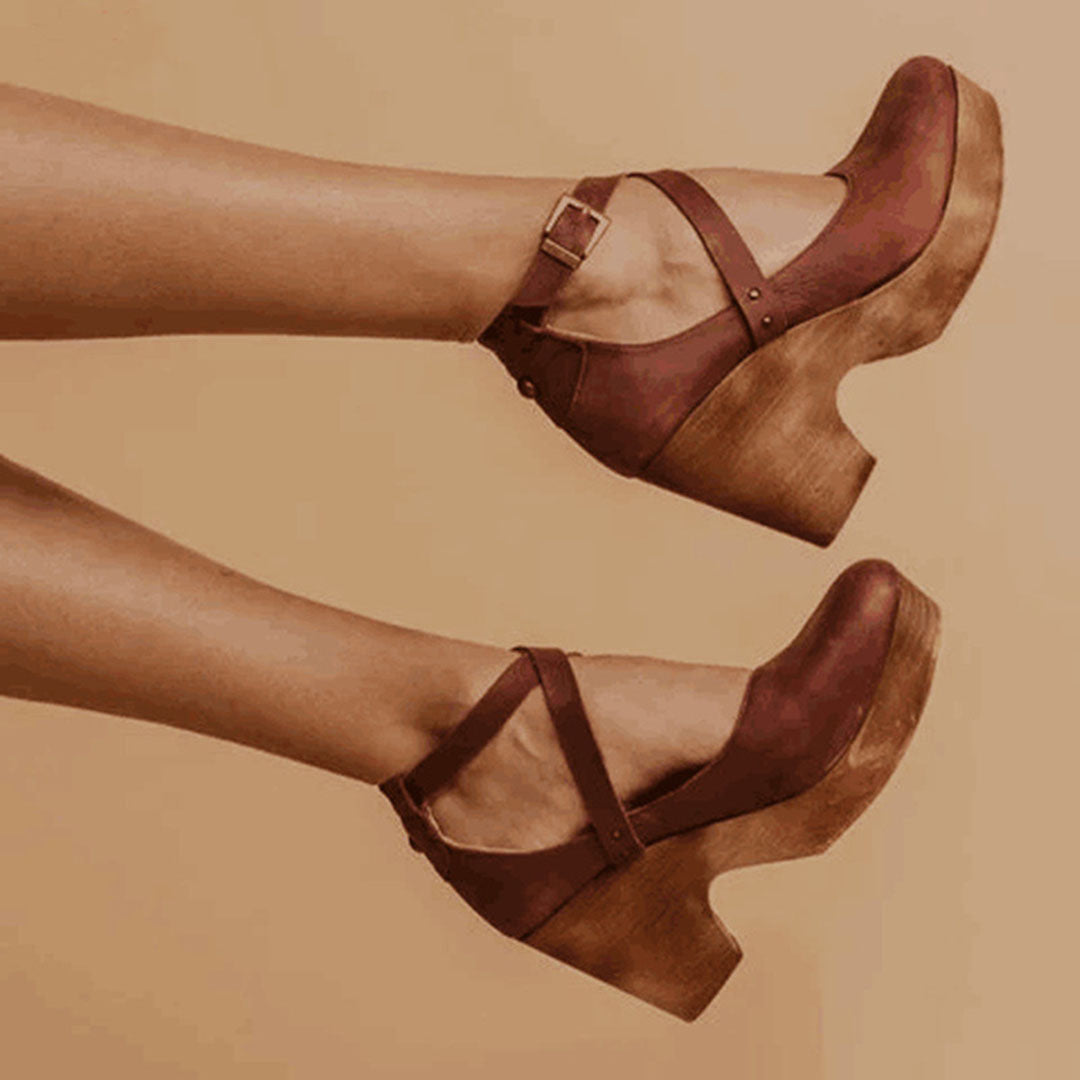 Tera | Orthopedic Wedge Heels with Closed Toe & Ankle Strap
