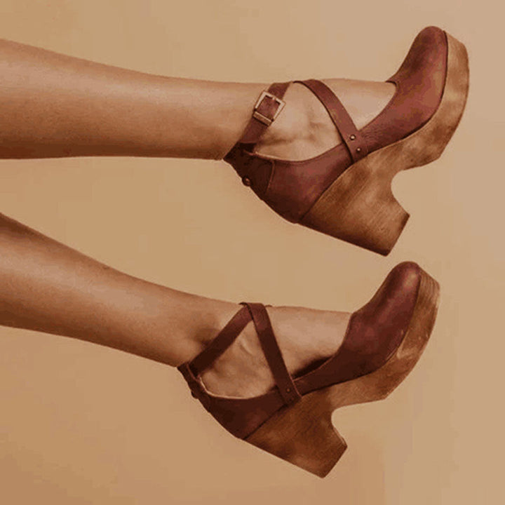 Tera | Orthopedic Wedge Heels with Closed Toe & Ankle Strap