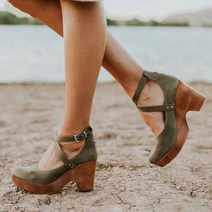 Tera | Orthopedic Wedge Heels with Closed Toe & Ankle Strap