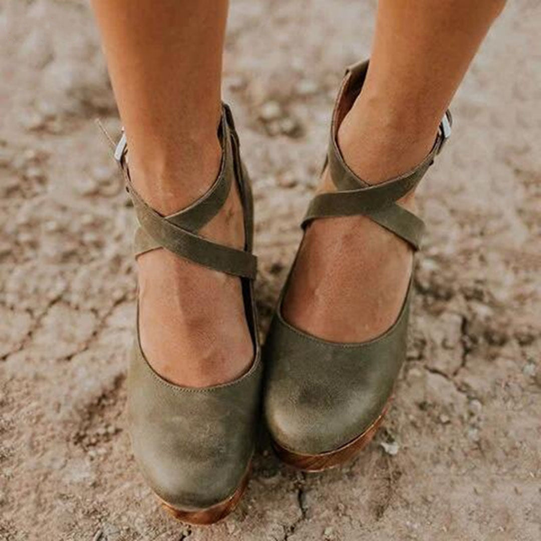 Tera | Orthopedic Wedge Heels with Closed Toe & Ankle Strap