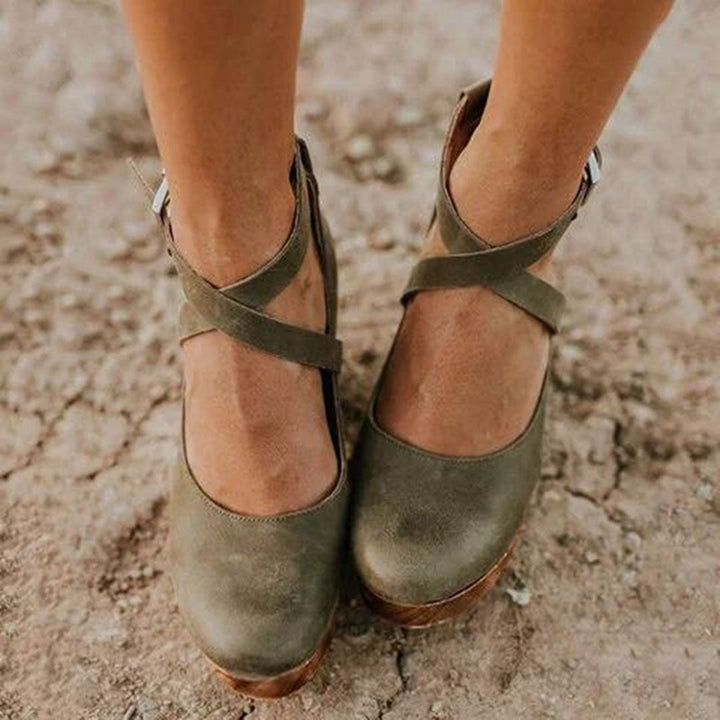 Tera | Orthopedic Wedge Heels with Closed Toe & Ankle Strap