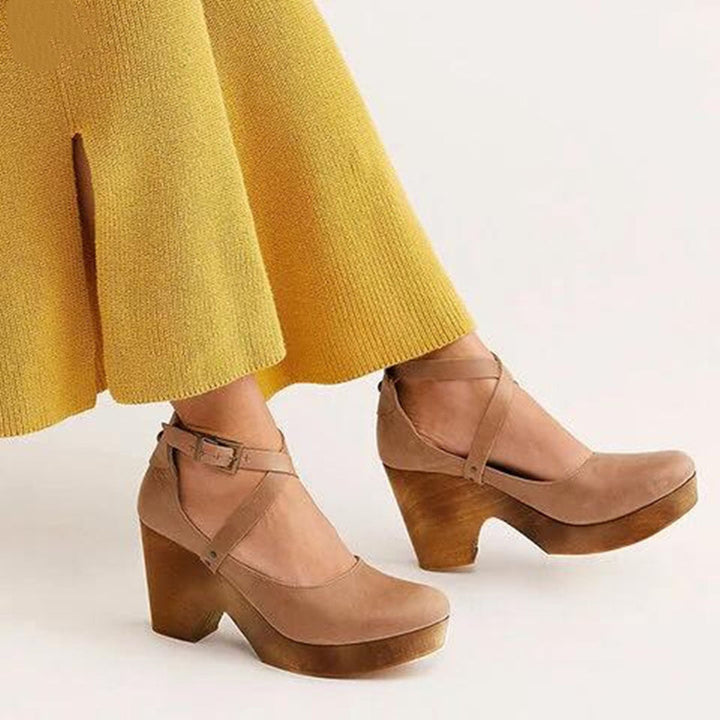 Tera | Orthopedic Wedge Heels with Closed Toe & Ankle Strap