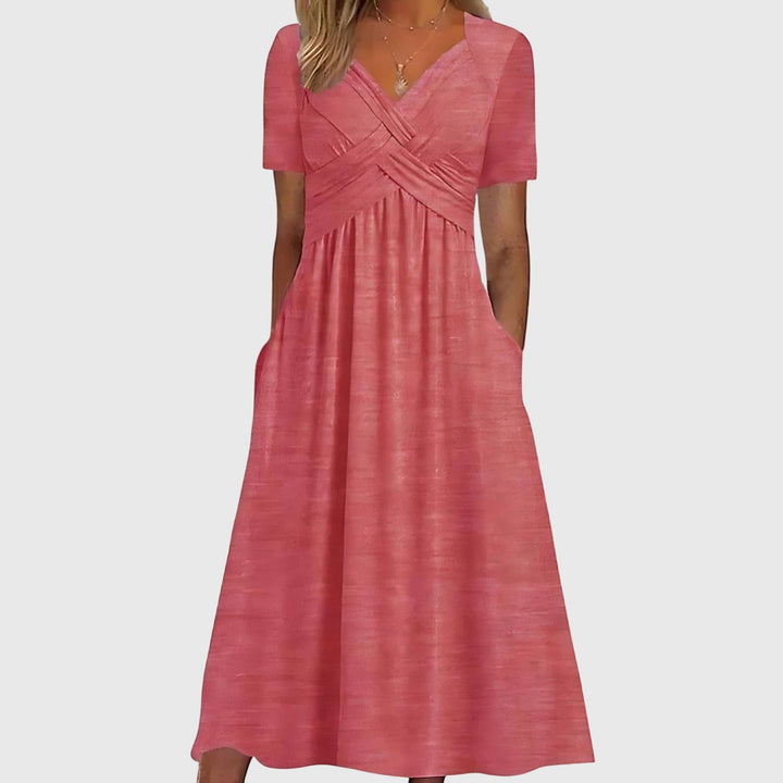 Verella | Women's Elegant Midi Dress V-Neck 