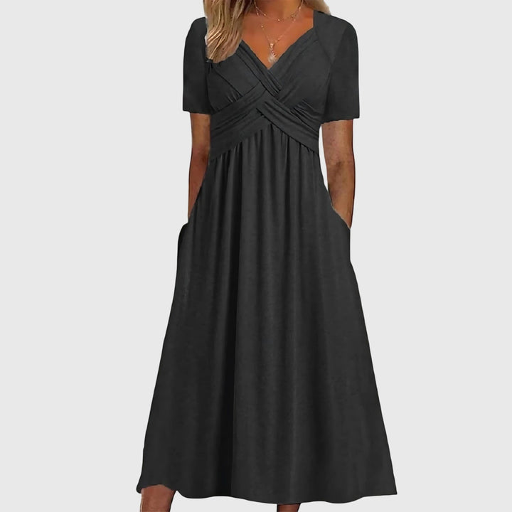 Verella | Women's Elegant Midi Dress V-Neck 