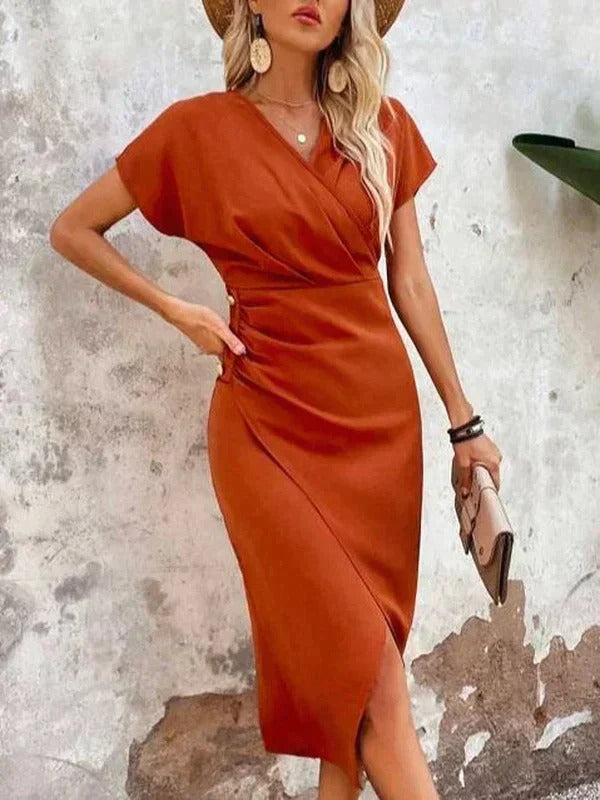 Wavina | Wrap V Neck Midi Summer Dress 2