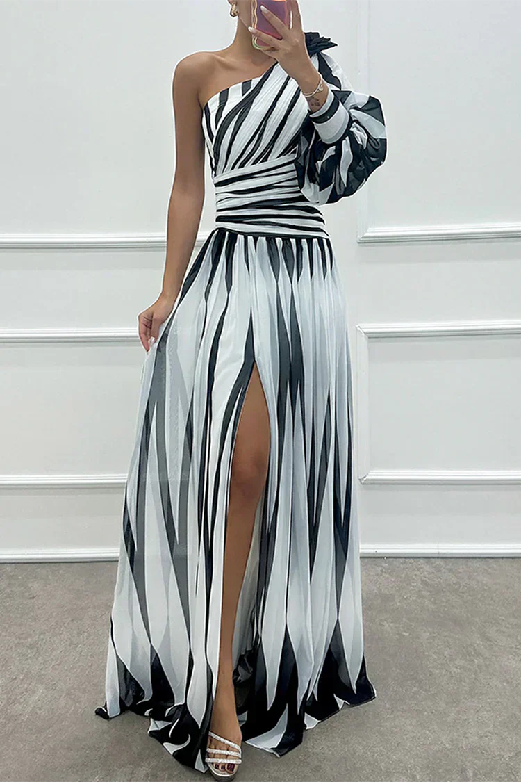 Zayla | Women's One Shoulder High Slit Maxi Dress