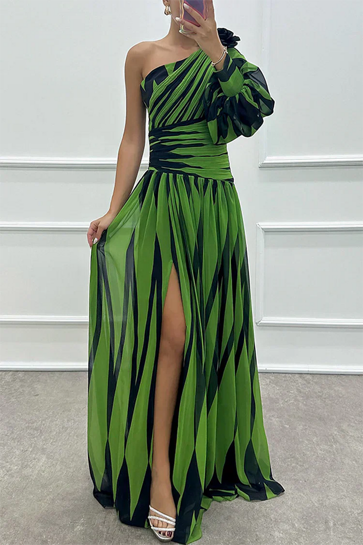 Zayla | Women's One Shoulder High Slit Maxi Dress